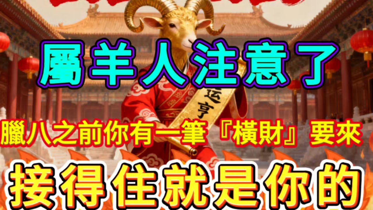 屬羊人注意了！臘八之前你有一筆「橫財」要來，接得住就是你的！錯過了後悔一整年！#財富 #補財庫旺財氣 #臘八 #運勢 #財運