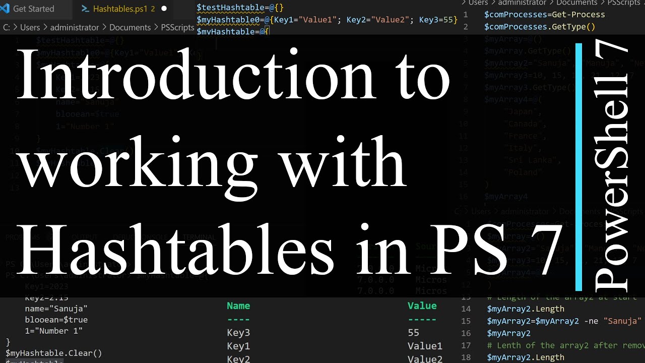 PowerShell 7 Tutorial 9: Hashtables (Hash Tables)