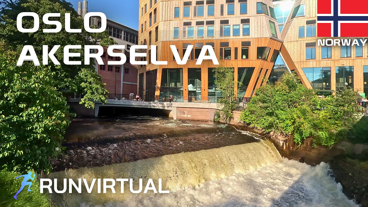 Norway Running Tour: Akerselva Riverside and Central Oslo [4K 60 FPS]