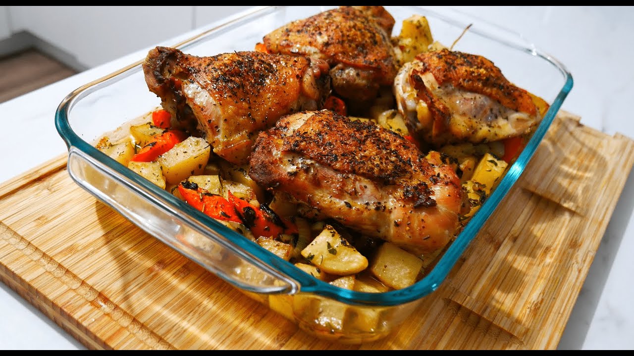 Pollo al horno con vegetales
