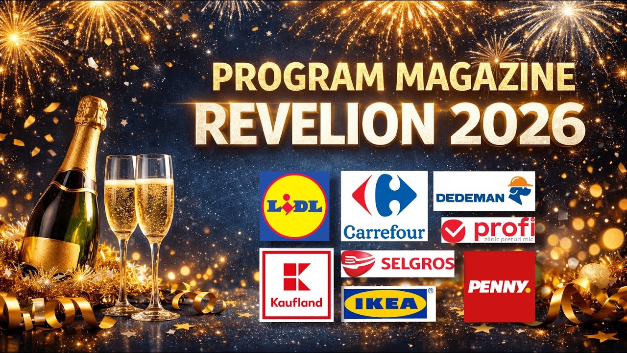 PROGRAM MAGAZINE REVELION 2026 🥂 C&acirc;nd e &Icirc;NCHIS la Lidl, Kaufland, Carrefour, Auchan? | Orar Complet
