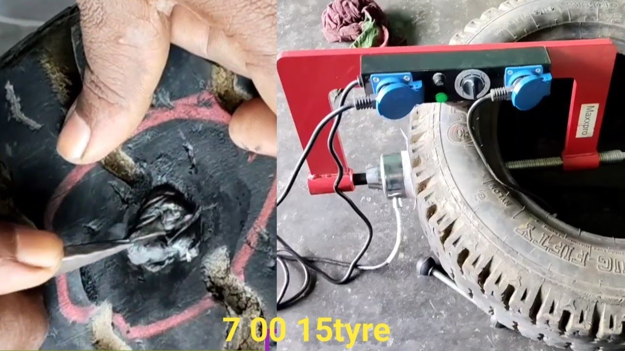 Pickup tyre cut repairing 700 15 tyre repair machine Gulam Saha Tyre
