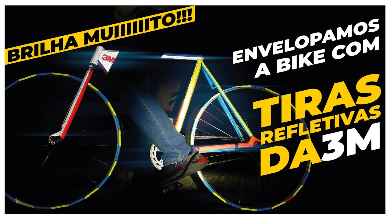 Cobrimos a bike toda com tiras refletivas 3M e brilhou MUIIIITO. Pedaleria
