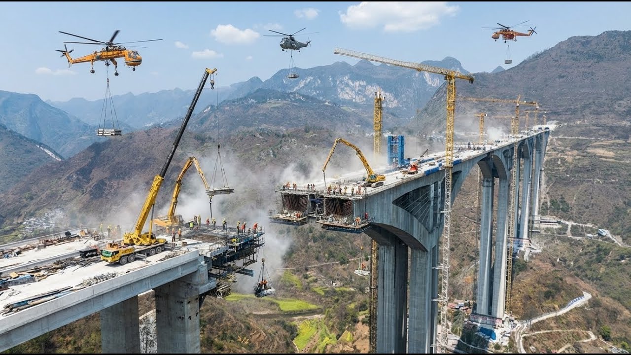 China's Incredible Engineering Power in Building the Giant Mountain Bridge | Huagang Bridge, China