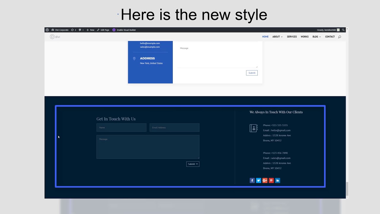 Divi Corporate:  Update Footer Style