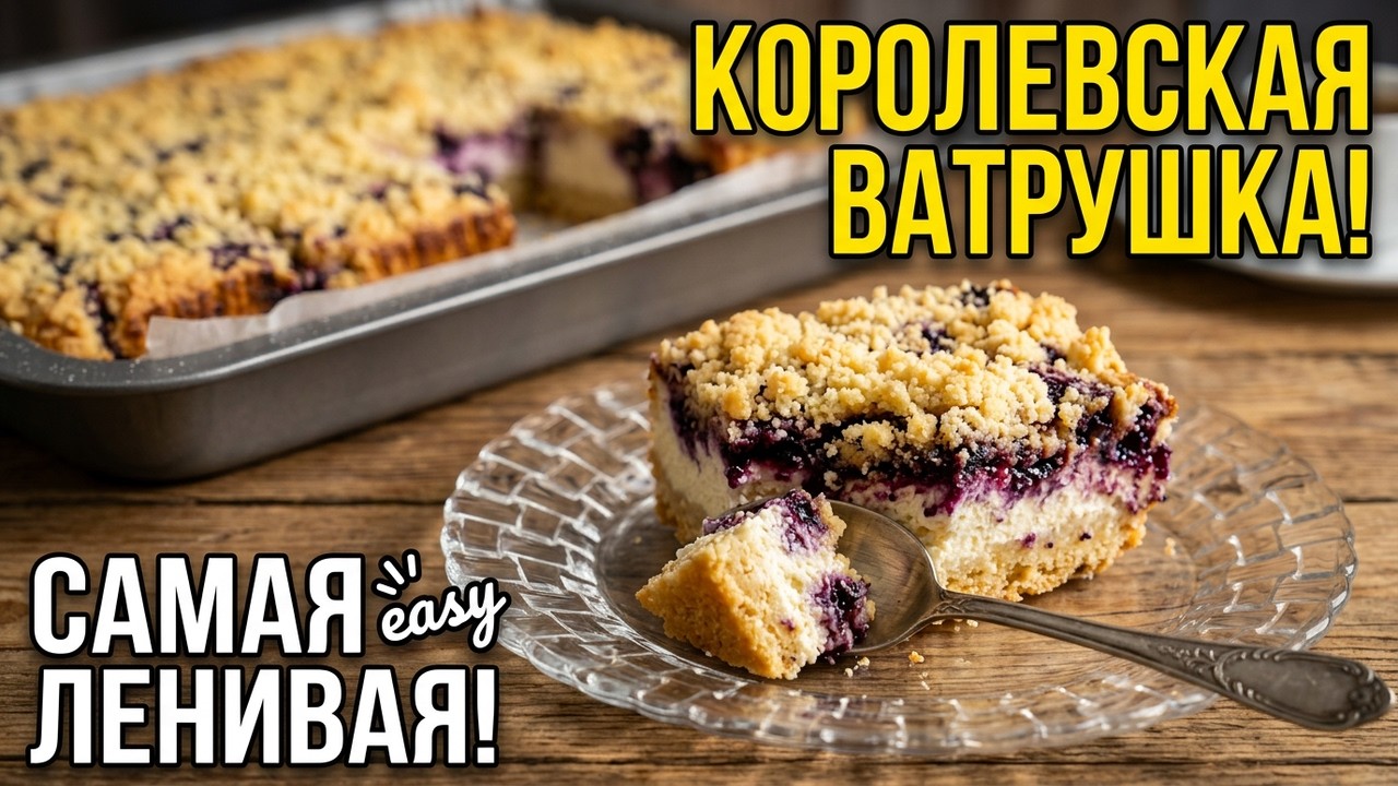 КОРОЛЕВСКАЯ ВАТРУШКА! Самый вкусный и самый ленивый творожный пирог!