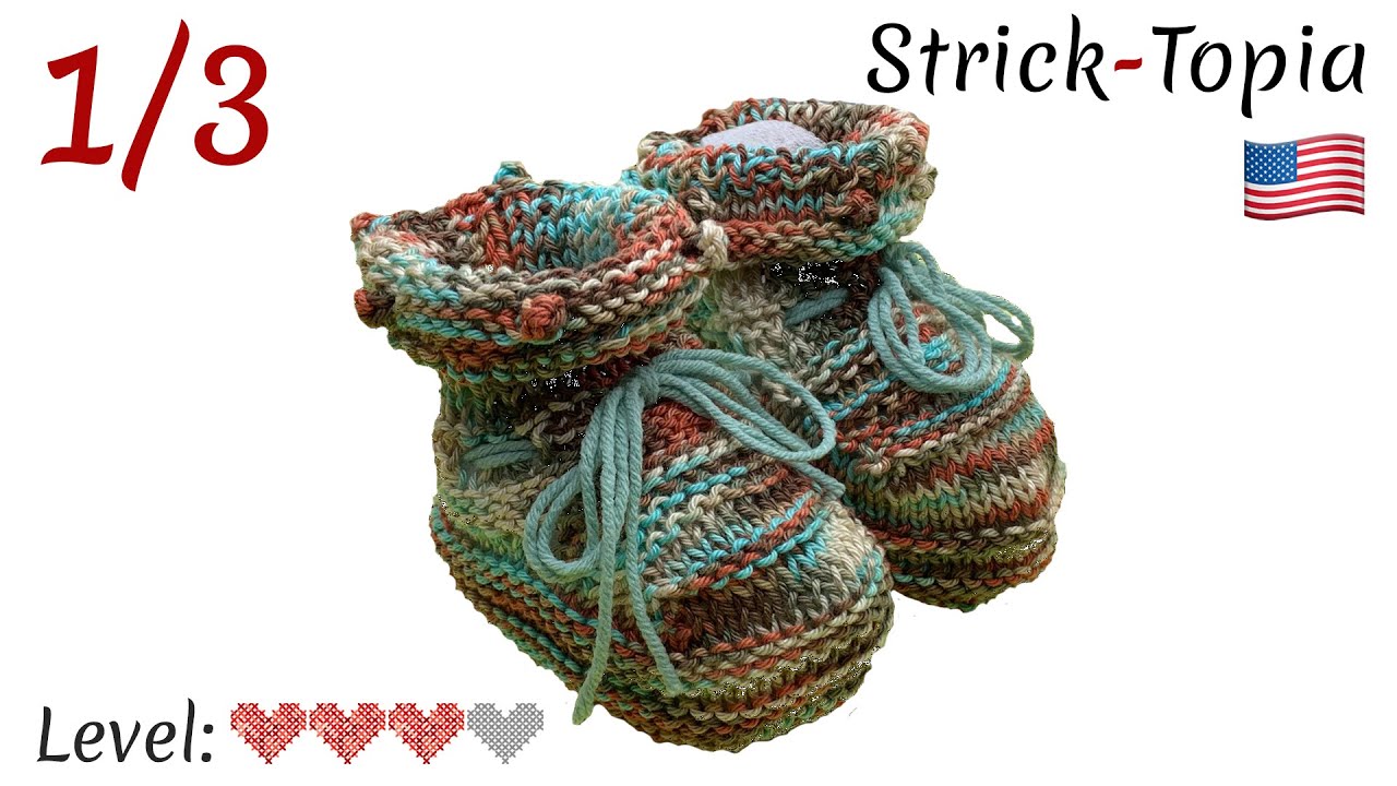 Safari Baby Booties with Pom Poms – Easy Knitting Tutorial (Video 1/3 – The Cuff)