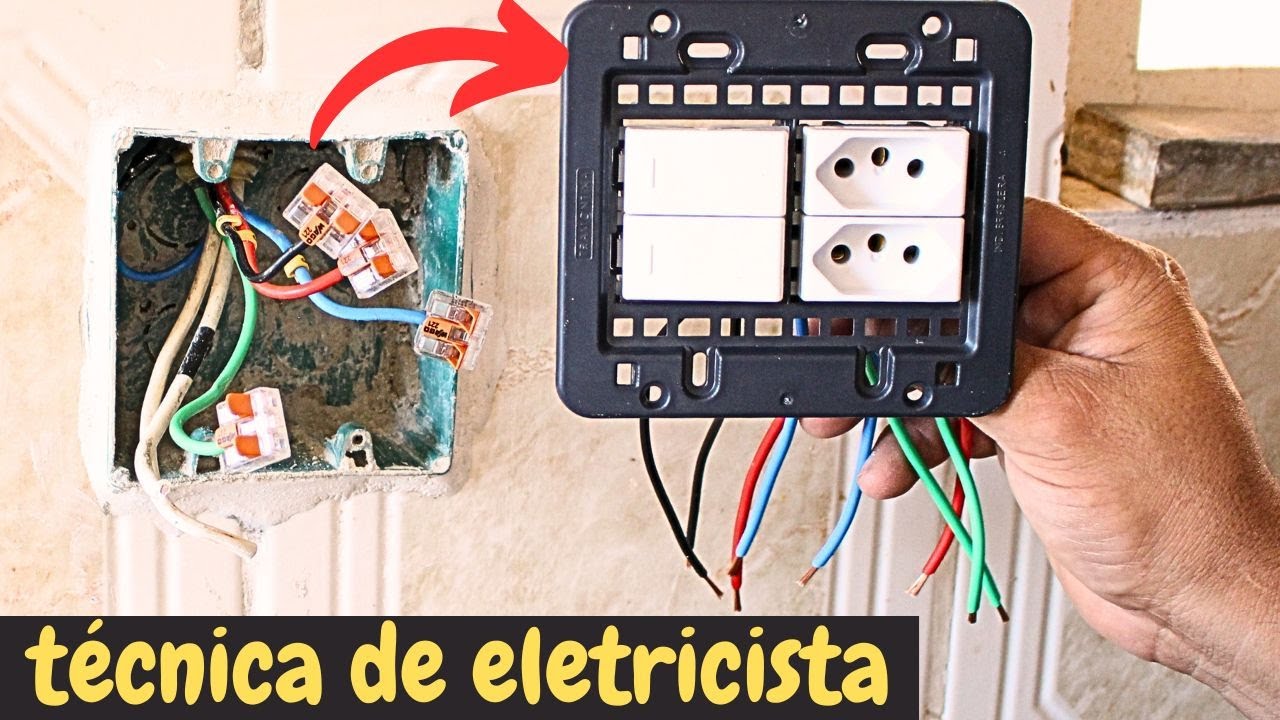 INTERRUPTOR DUPLO + TOMADA DUPLA NA MESMA CAIXA - TÉCNICA ELETRICISTA
