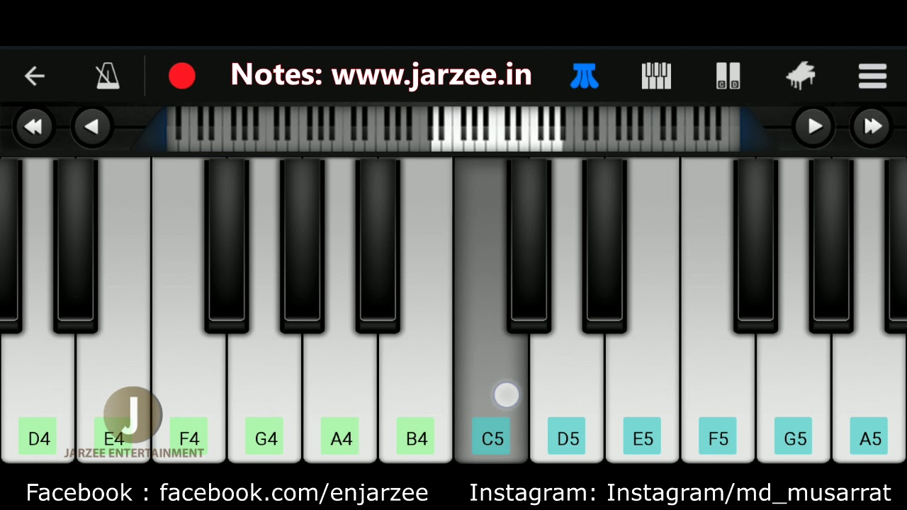 Shayad (Love Aaj Kal), Arijit Singh - Easy Mobile Perfect Piano Tutorial | Jarzee Entertaiment
