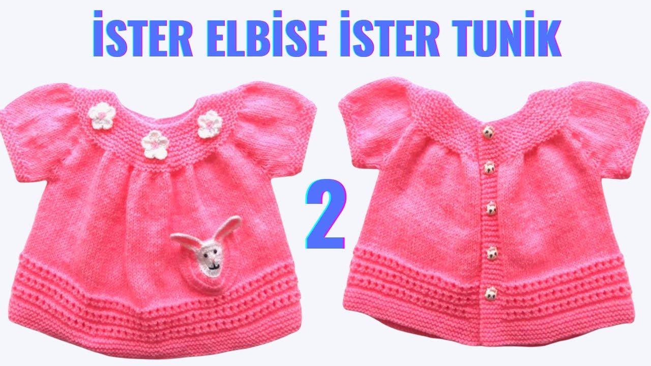 Dikişsiz Tavşanlı Bebek Elbise Modeli / Part 2 - Bitiş, Cep Örme ve Süsleme / Bebek Örgü Modelleri