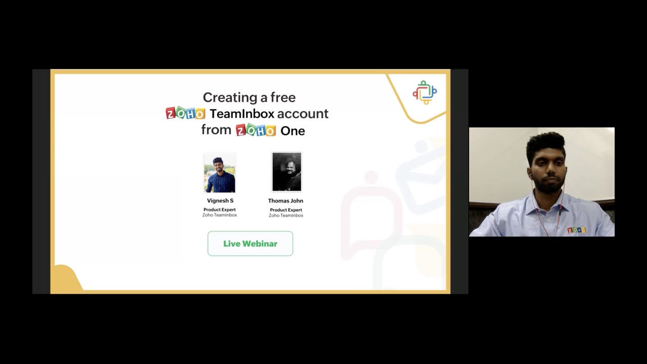 Creating a free Zoho TeamInbox account from Zoho One - Webinar