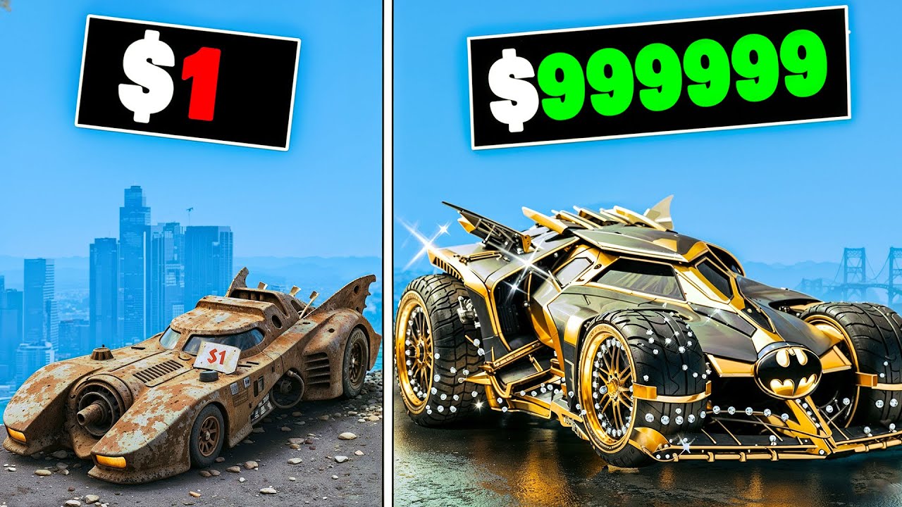 $1 to $1,000,000,000 BATMOBILE in GTA 5!