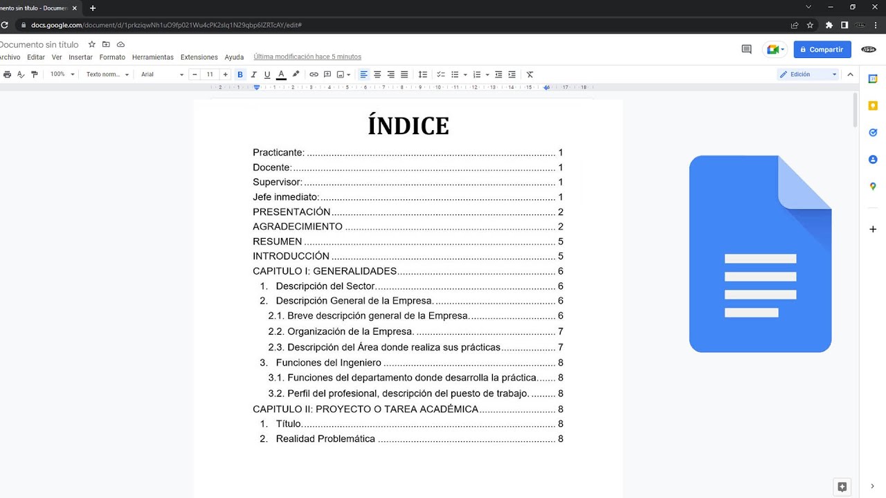 📌 C&oacute;mo hacer un &iacute;ndice autom&aacute;tico en Google Docs 2025