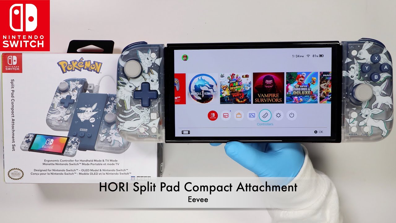 New! HORI Split Pad Compact Attachment Set (Eevee) - Unboxing