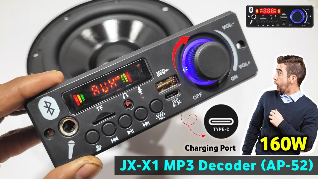 JX-X1 MP3 Decoder Module AP-52 | 2*80W RMS Power With Type C Charging Port | You Like Electronic 