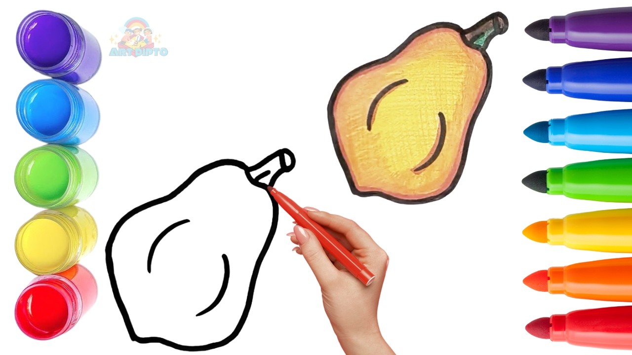 How To Draw cute Papaya Drawing, Painting & Coloring For Kids and Toddlers_ Child Art 🐋🌈🎨