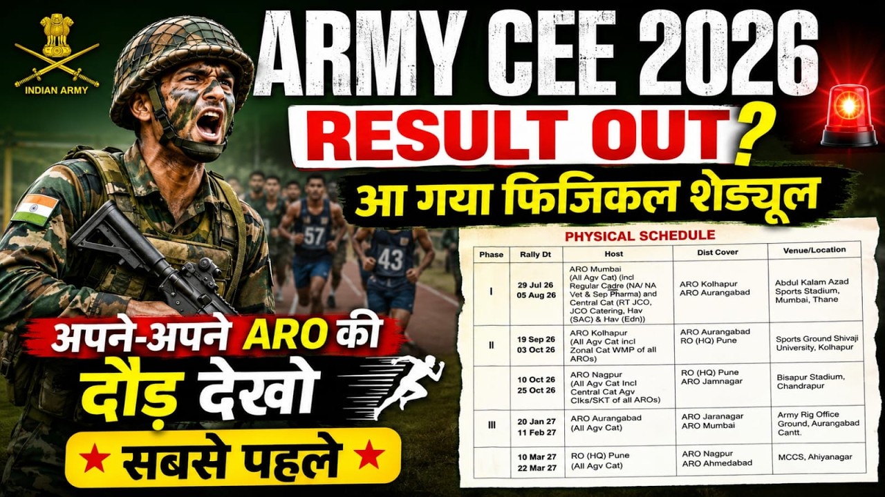 Army CEE 2026 Result Out? 🚨 | Indian Army Physical Schedule Released! | Check Your ARO Rally Date