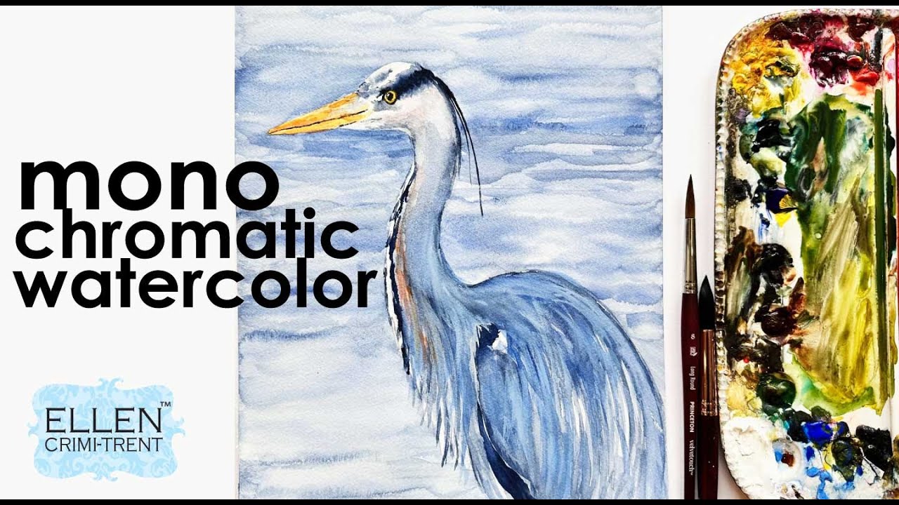 Watercolor Heron tutorial for beginners
