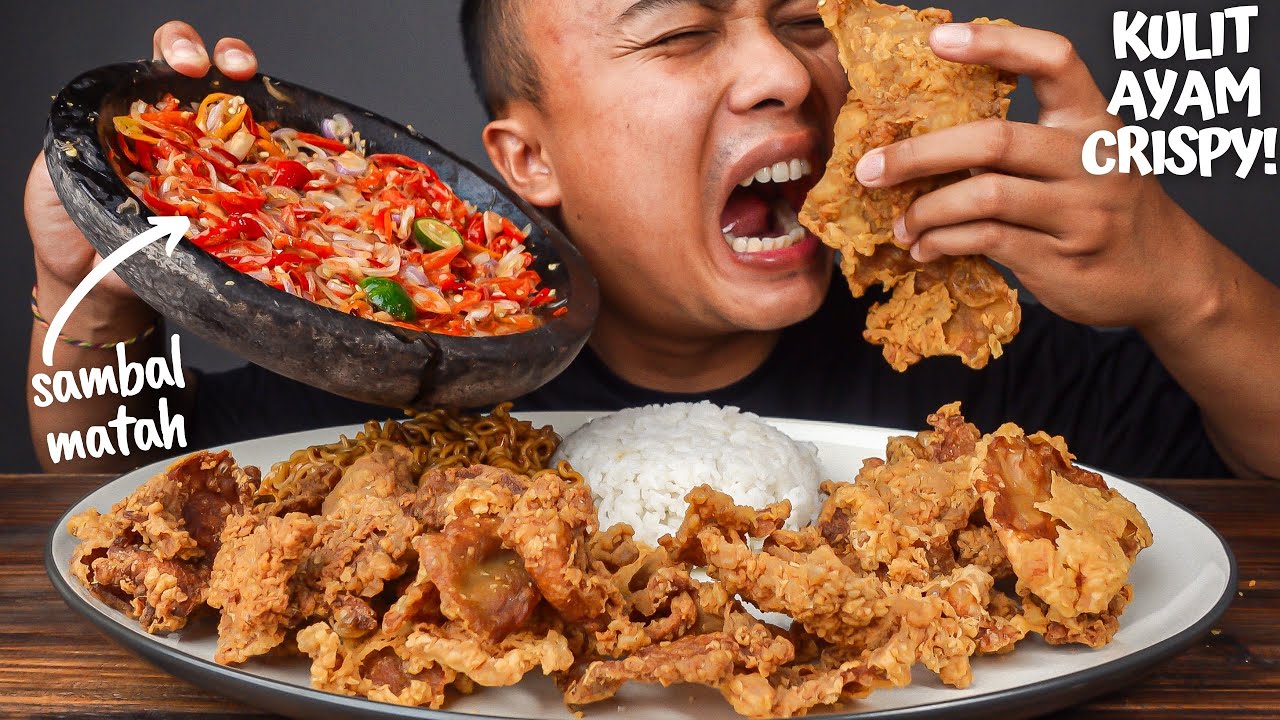 TES KRIUK HALAL!! MUKBANG KULIT AYAM CRISPY SAMBAL MATAH !!