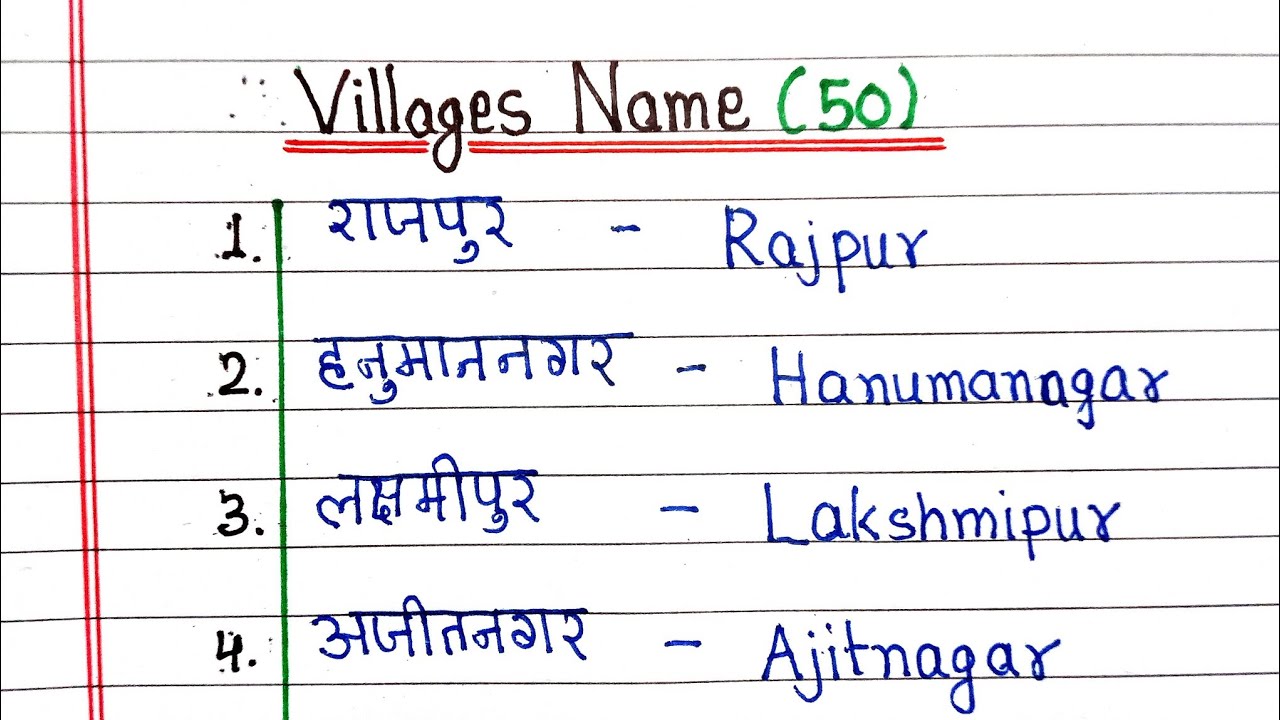 50 Gaon ke naam | गांवों के नाम | 50 Village name in Hindi and English | 50 villages name
