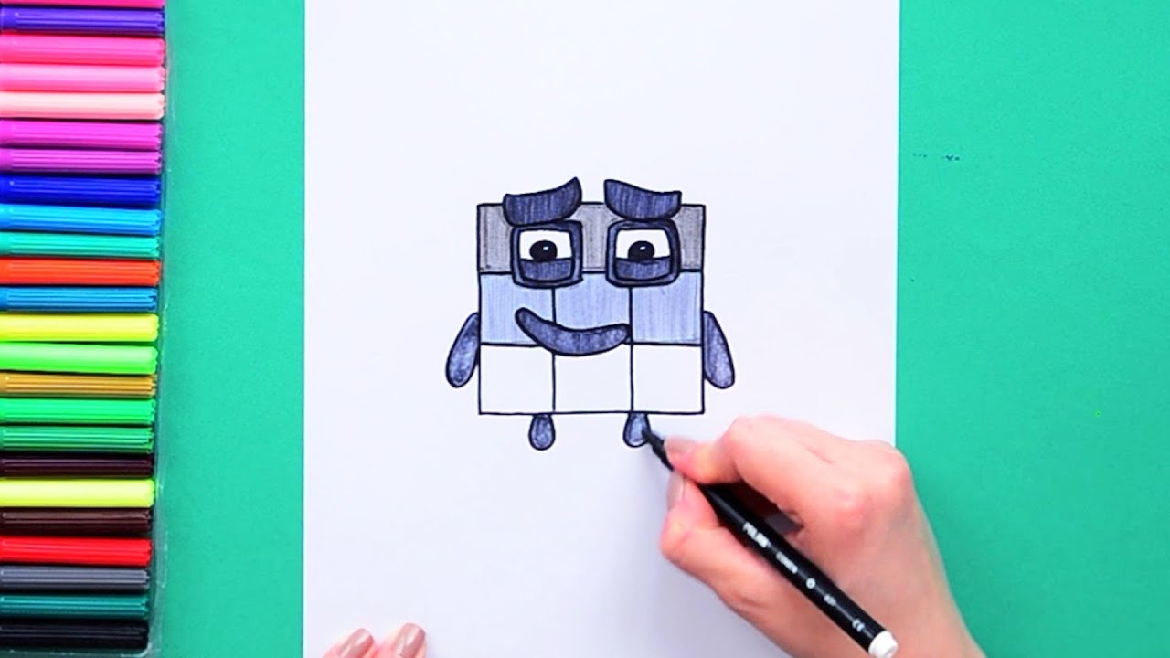 How to draw Number 9 (Numberblocks)