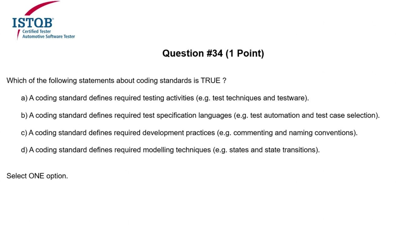 ISTQB Automotive Software Tester : Question #34