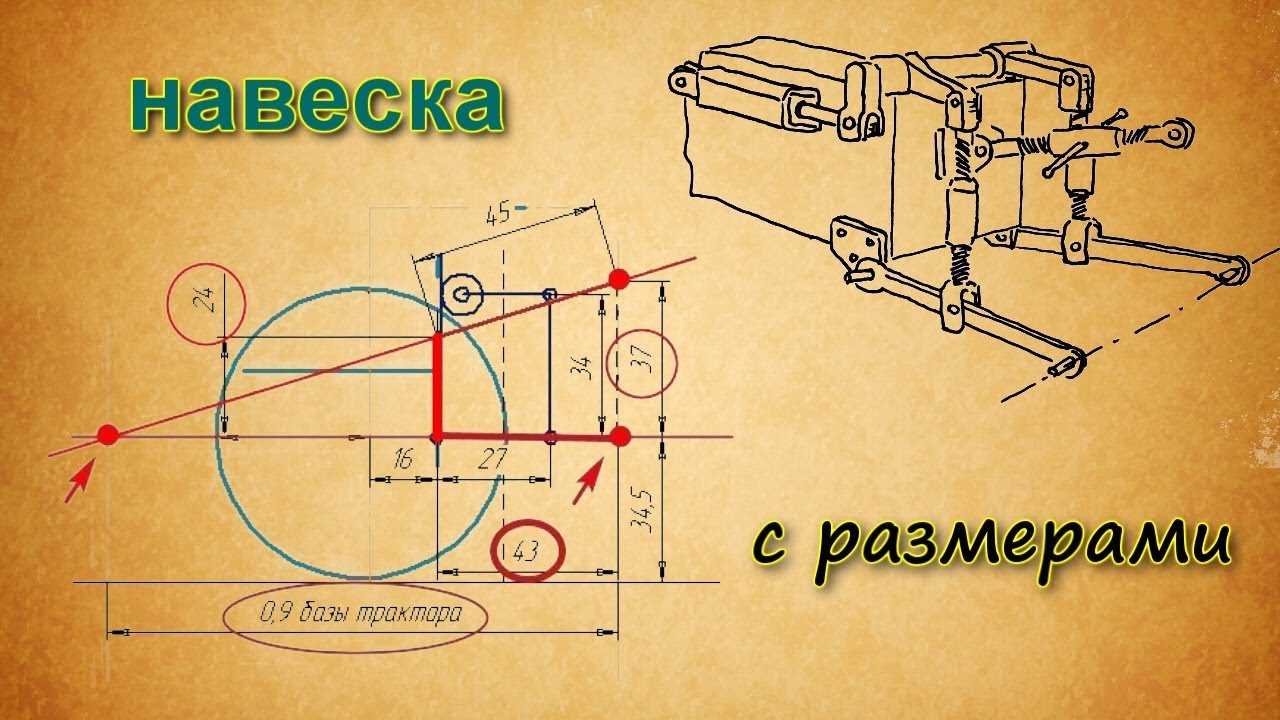 Навеска самодельного мини трактора (размеры).