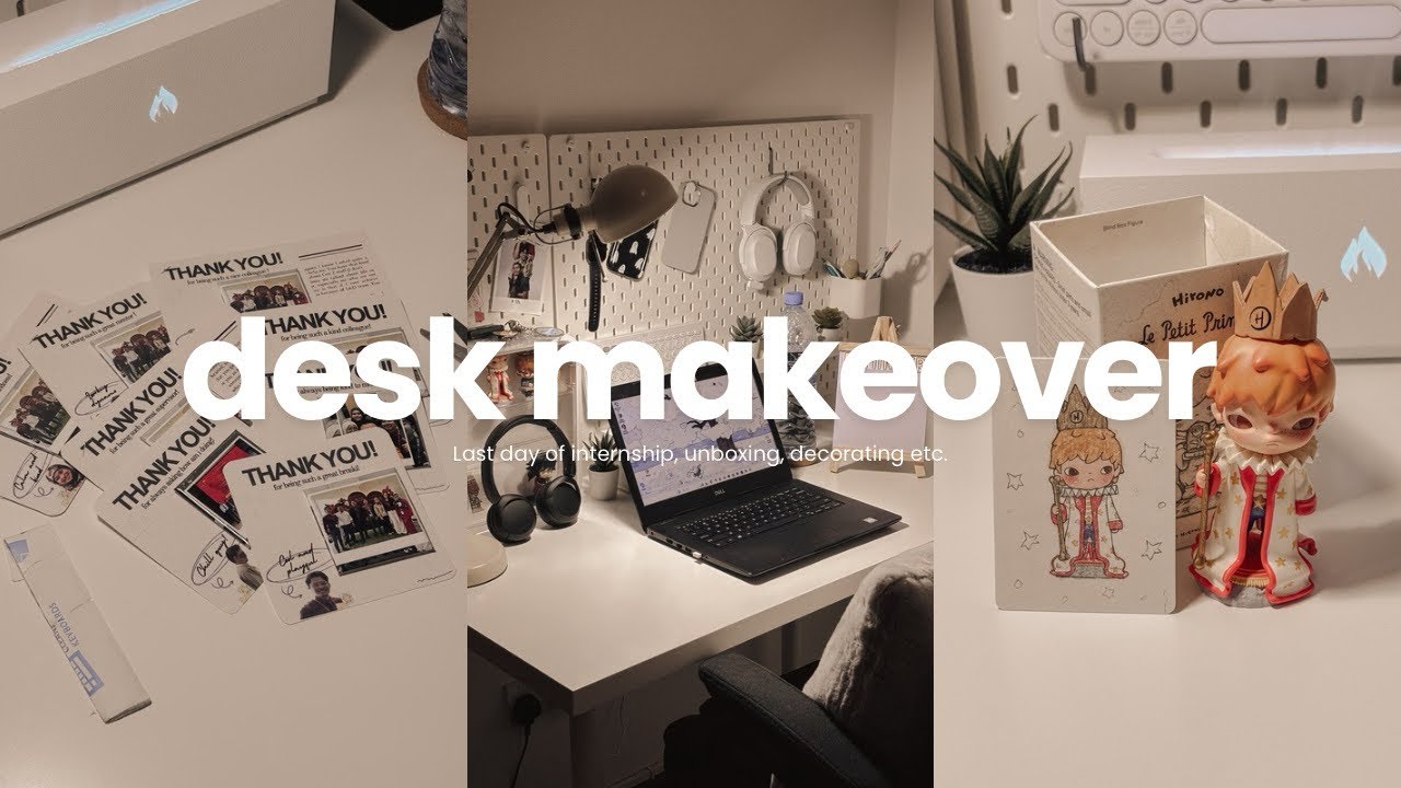 Desk Makeover Aesthetic || Internship, unboxing my first hirono, decorating etc.