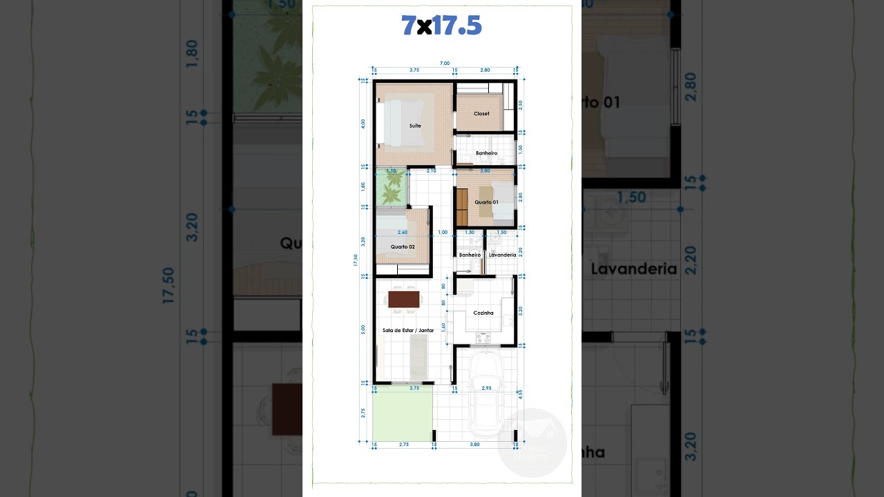 PLANTA BAIXA DE CASA 7 x 17.5 #aconchegante #casa #plant #house #plantabaixa #plantacasa