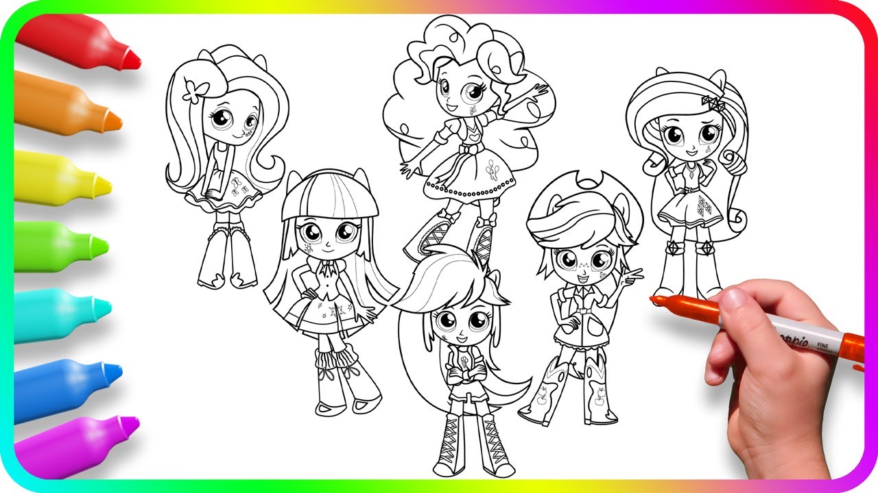 Coloring Pages EQUESTRIA GIRLS - Mini. How to color My Little Pony. MLP. Easy Drawing Tutorial Art