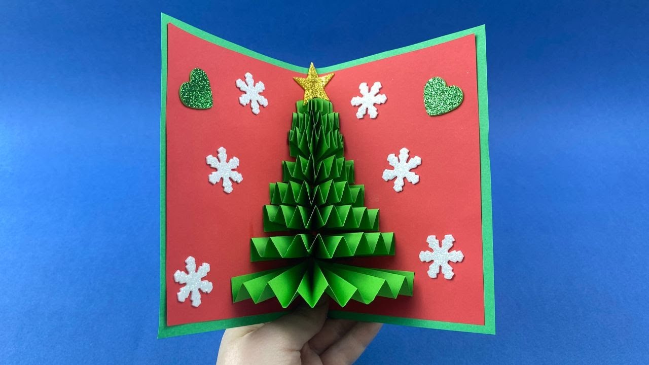3D Рождественская открытка 🎄 | Как сделать открытку в виде ёлки