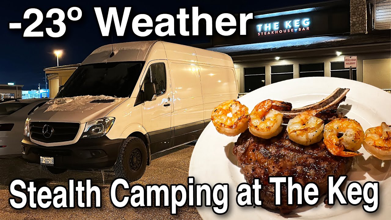 -23º Скрытый кемпинг в The Keg 🥩 Поедание огромного 20-унциевого стейка из ребра с креветками 🍤