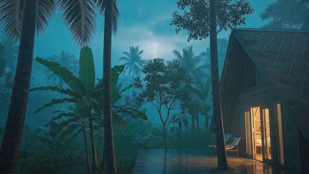 Fall Asleep Fast with Gentle Rain Sounds and Distant Storm at Cabin Terrace 🌧️