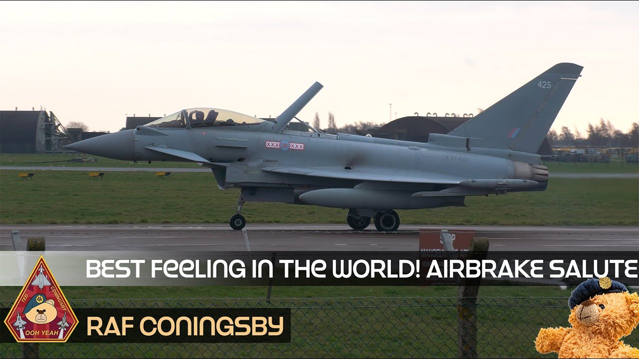 THE COOLEST FEELING IN THE WORLD FIGHTER PILOT AIR BRAKE WAVE AND SALUTE • RAF CONINGSBY