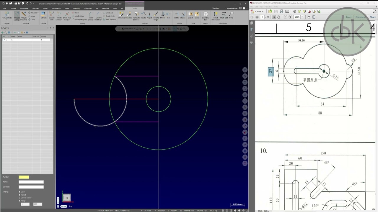 MASTERCAM - EJERCICIOS DE DIBUJO EN MASTERCAM 1
