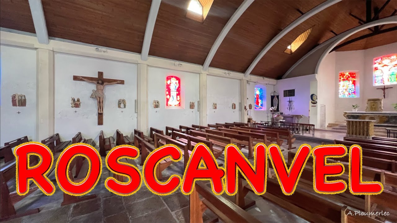 ROSCANVEL      L' ÉGLISE - LE CIMETIÈRE ET LA POINTE DES ESPAGNOLS.