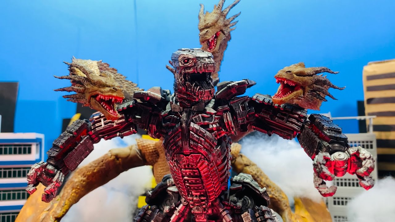 Mecha Godzilla vs King Ghidorah every fight sense epic battle Stop motion