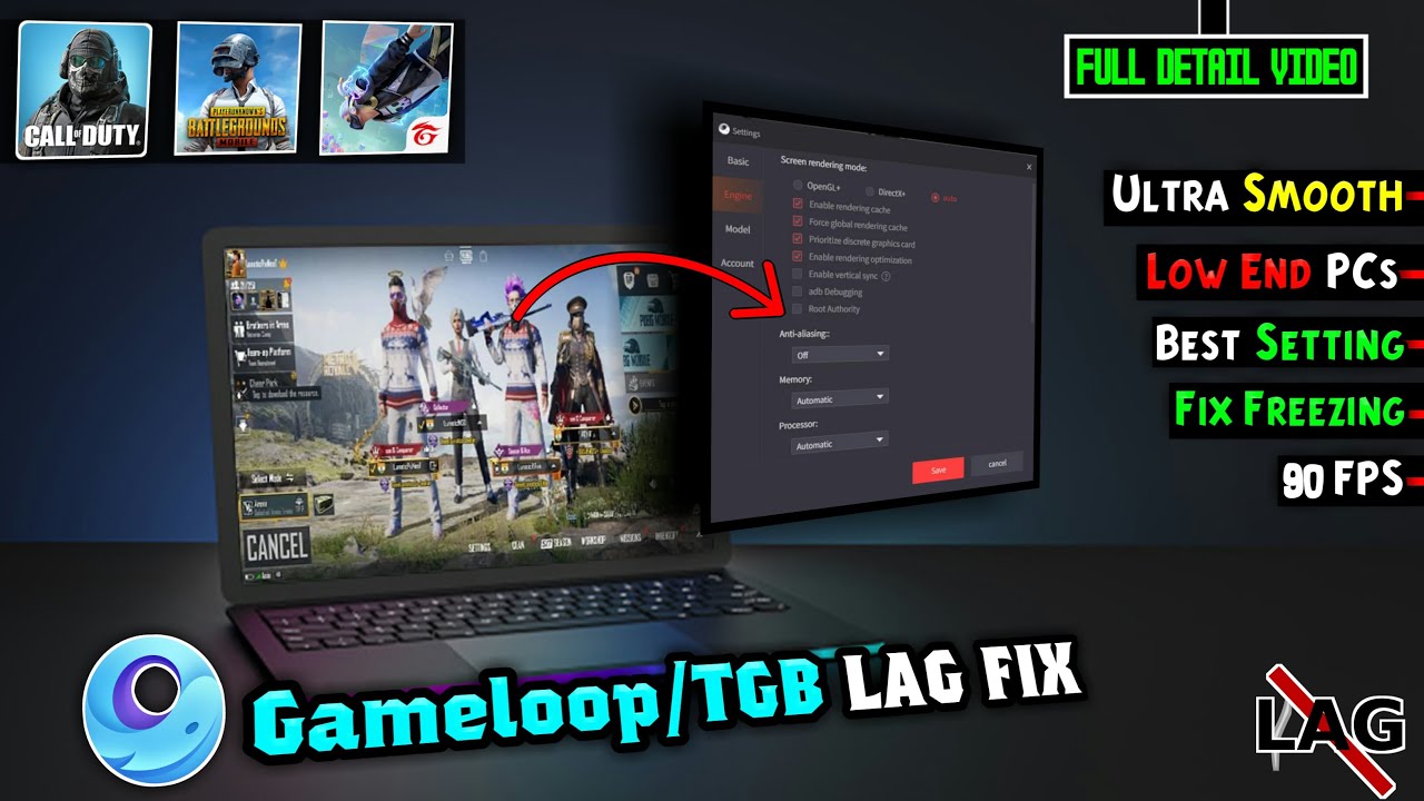 Gameloop7.1/TGB [LATEST] Lag Fix LOW END PC | Rendering Fix | Gameloop Best Settings | BOOST FPS