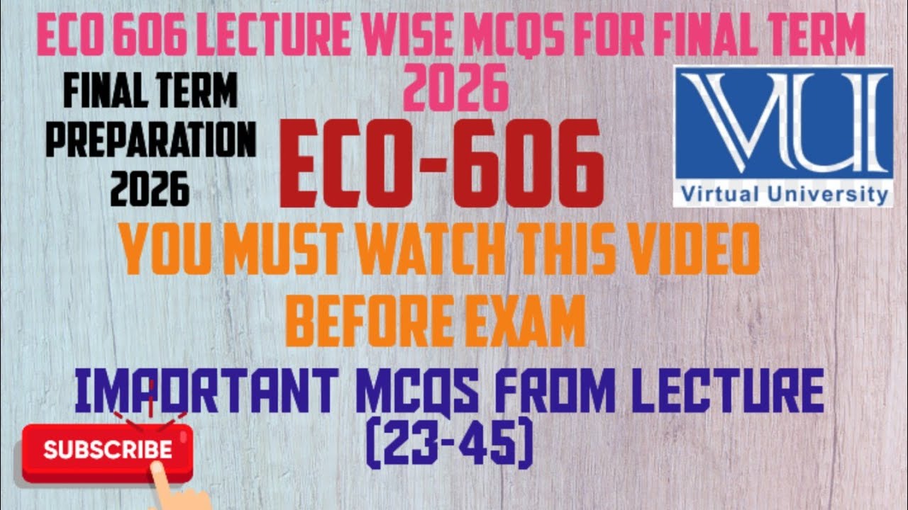 ECO606 || Final Term Preparation 2026 || Important mcqs 