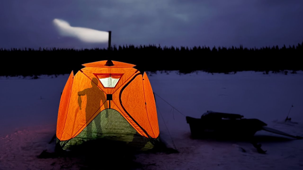 Ice Camping In A Hot Tent & Catching TONS of Trout ! ( -20° C ! )