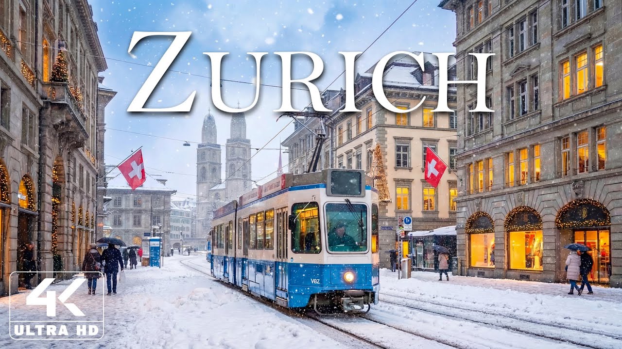 Winter in Zurich 4K ❄️ Winter Wonderland of Snowy Old Town, Lake Zurich & Alpine Views