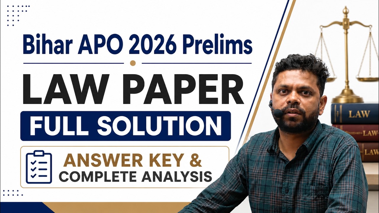 Bihar APO 2026 Prelims Law Paper Full Solution 🔥 Answer Key & Complete Analysis by Sudhakar Sir