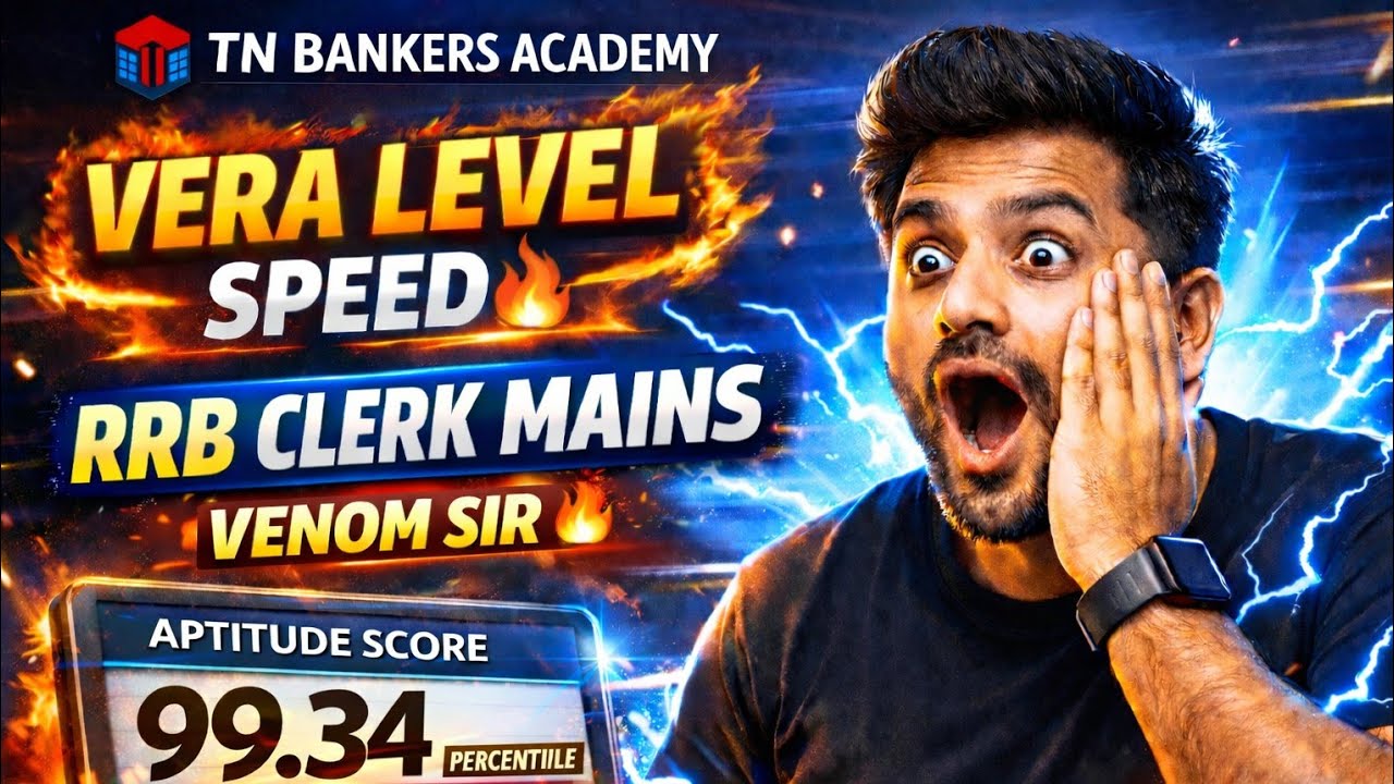 Aptitude 99.34 Percentile! 😲 | RRB Clerk Mains Vera Level Speed by Venom Sir 🔥