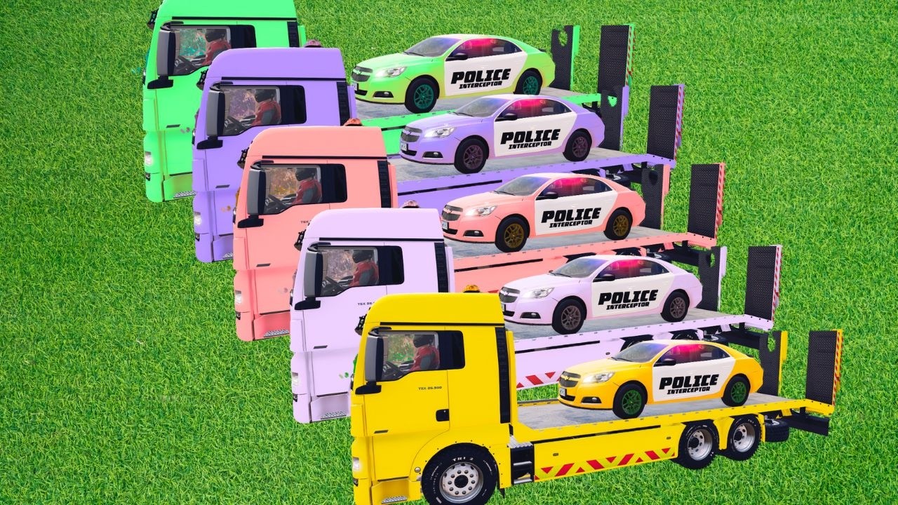 Transporting Police Car & Ambulance | With Trukc Scania, MAN, and  character truck | FS 25