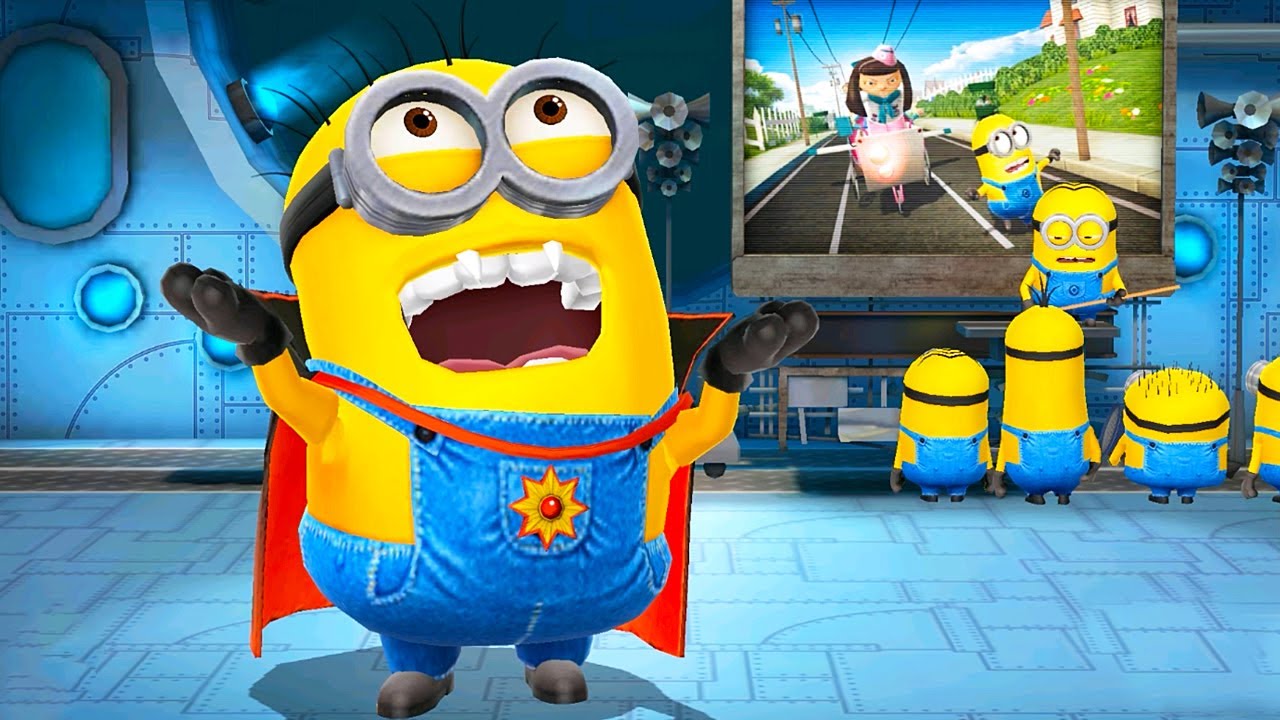 Despicable me minion rush Boss Battle ! Vampire Minion with Minion Mowers Vs Meena and Cookie bots