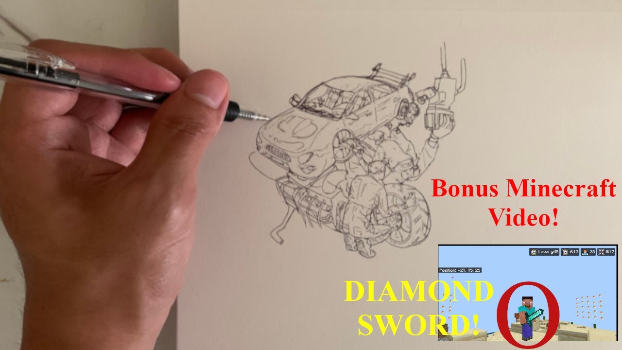 Drawing Mechanics + Bonus Minecraft Lava Survival Video