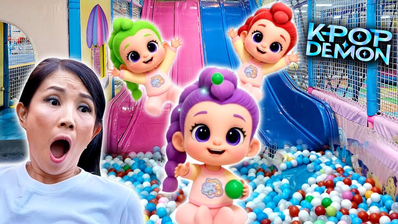 BAYI RUMI KEMBAR 3 KPOP DEMON HUNTER DI PLAYGROUND ! 24 JAM JAGAIN BAYI LUCU 3 WARNA !