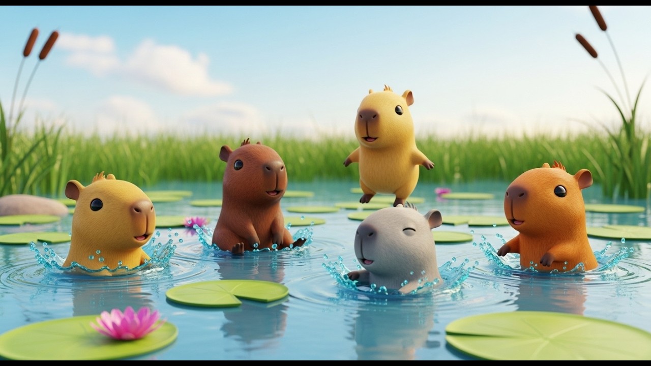 Splashing Little Capybaras Fun Song | Nursery Rhymes for Kids & Baby Songs
