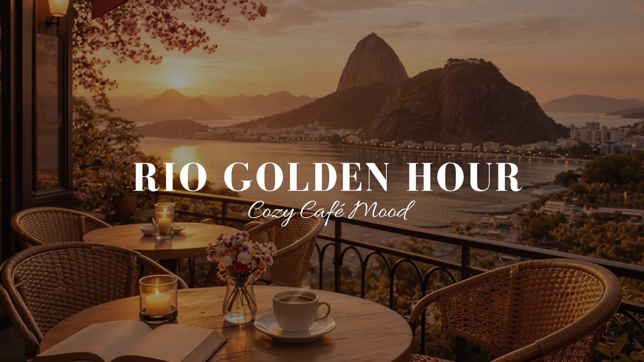 3H Study & Calm | Rio Golden Hour Café Ambience | Soft Sax & Piano 4K