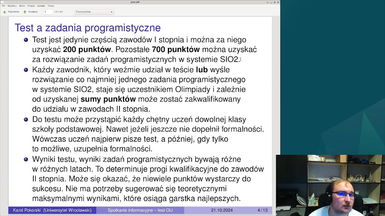 Webinarium przed testem (XIX OIJ)